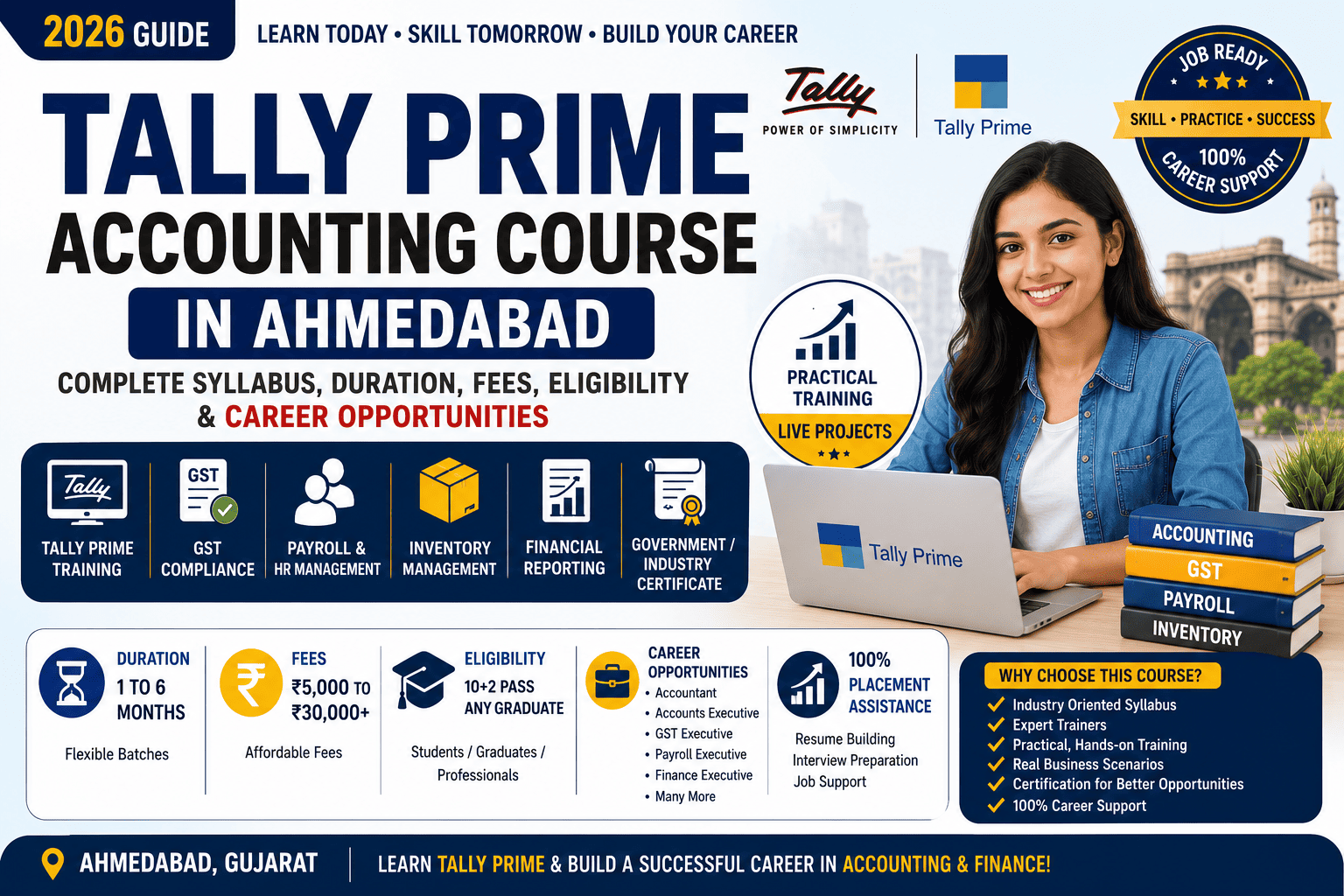 Tally Prime Accounting Course in Ahmedabad (2026): Complete Syllabus, Duration, Fees, Eligibility & Career Opportunities