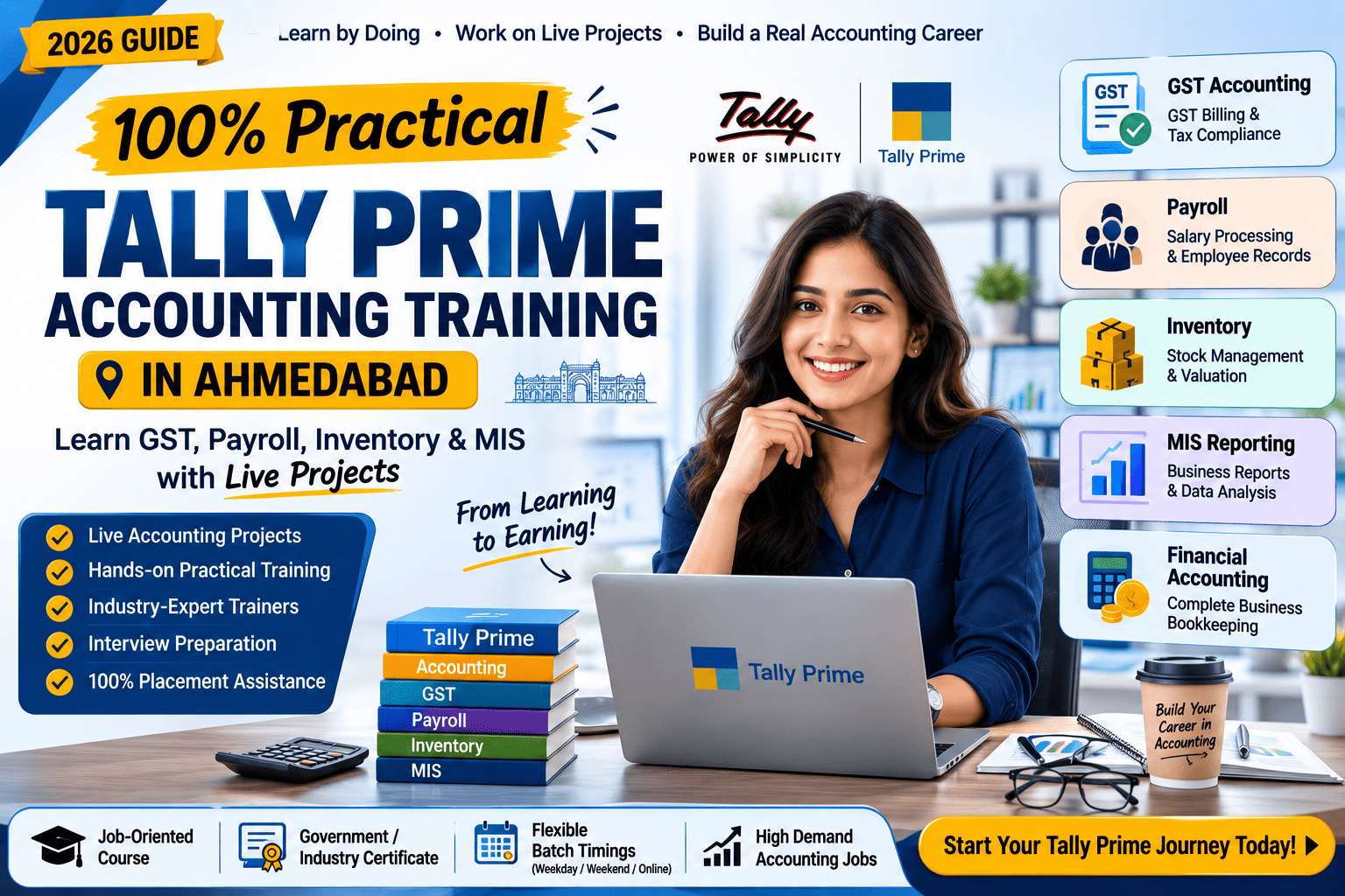 100% Practical Tally Prime Accounting Training in Ahmedabad: Learn GST, Payroll, Inventory & MIS with Live Projects (2026 Guide)