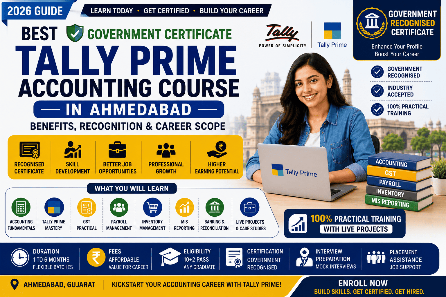 Best Government Certificate Tally Prime Accounting Course in Ahmedabad: Benefits, Recognition & Career Scope (2026 Guide)