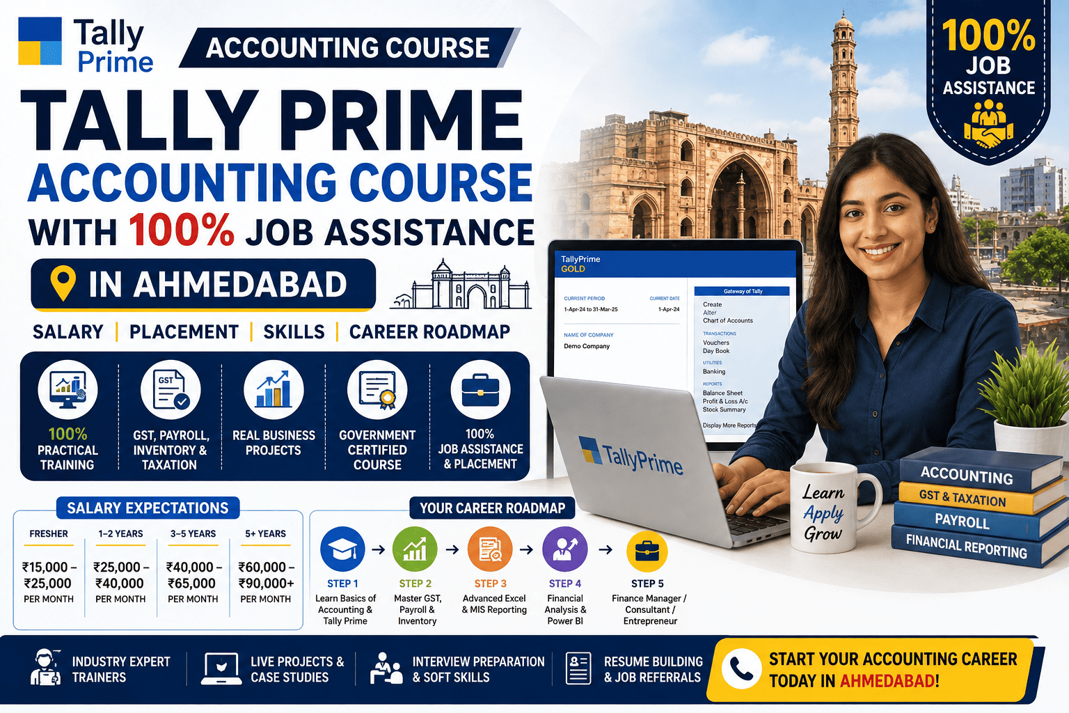 Tally Prime Accounting Course with 100% Job Assistance in Ahmedabad: Salary, Placement, Skills & Career Roadmap