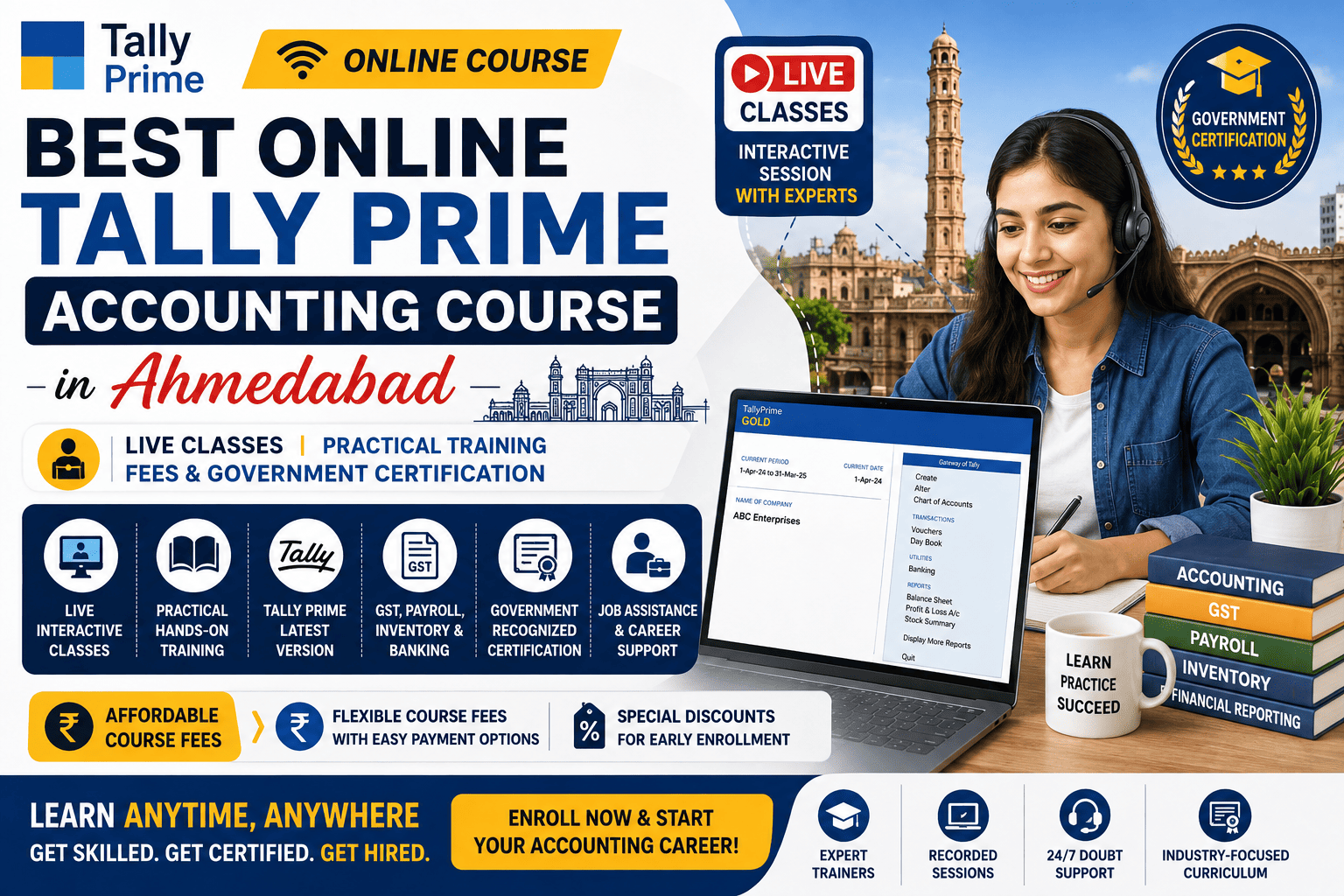 Best Online Tally Prime Accounting Course in Ahmedabad: Live Classes, Practical Training, Fees & Government Certification