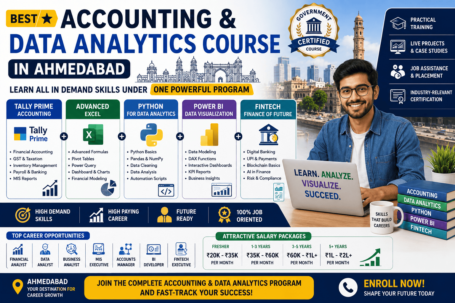 Best Accounting & Data Analytics Course in Ahmedabad: Learn Tally Prime, Advanced Excel, Python, Power BI & FinTech Under One Program